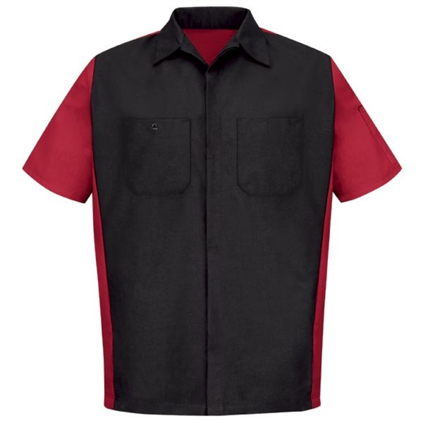 Workwear Outfitters Men's Short Sleeve Two-Tone Crew Shirt Black/Red, XXL Long SY20BR-SSL-XXL